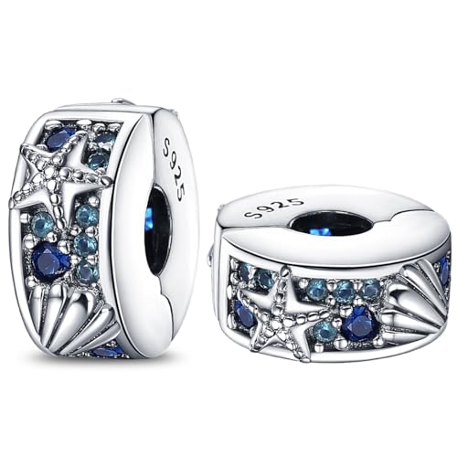 LONGLUCK 925 Sterling Silber Stopper Clip Charms für Armband Halskette Spacer Perlen mit 5A Cubic Zirkonia Muttertag Weihnachten DIY Geschenk für Frauen (2PCS) von LONGLUCK