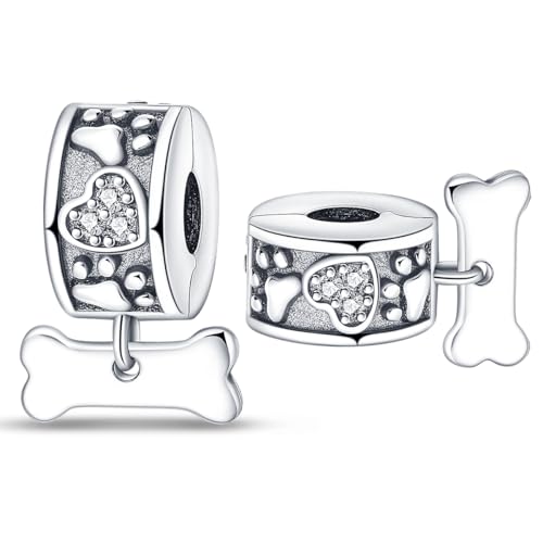 LONGLUCK 925 Sterling Silber Stopper Clip Charms für Armband Halskette Spacer Perlen mit 5A Cubic Zirkonia Muttertag Weihnachten DIY Geschenk für Frauen (2PCS) von LONGLUCK