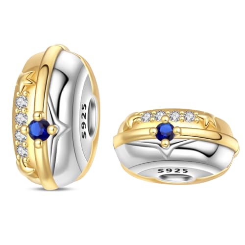 LONGLUCK 925 Sterling Silber Stopper Clip Charms für Armband Halskette Spacer Perlen mit 5A Cubic Zirkonia Muttertag Weihnachten DIY Geschenk für Frauen (2PCS) von LONGLUCK