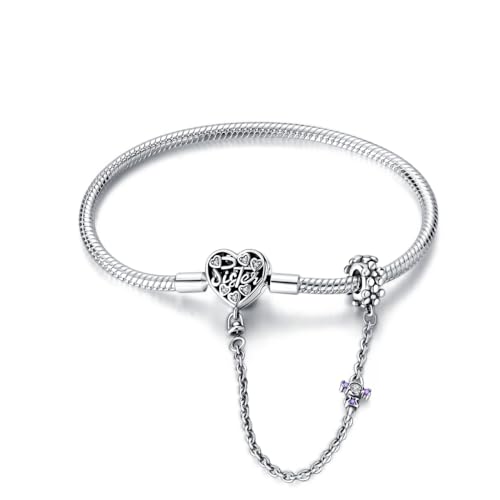 LONGLUCK Armkette Damen Silber 925 Schlange Kette Libellen und vierblättriges KleeblattAnhänger Beads Charm Armband mit 5A Cubic Zirconia für Frauen Geschenk für Sie von LONGLUCK