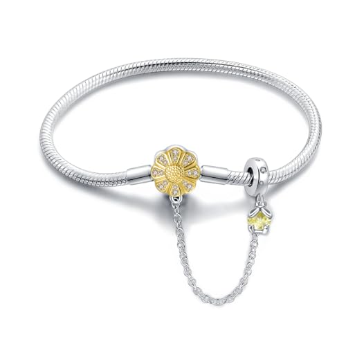 LONGLUCK Armkette Damen Silber 925 Schlange Kette Libellen und vierblättriges KleeblattAnhänger Beads Charm Armband mit 5A Cubic Zirconia für Frauen Geschenk für Sie von LONGLUCK