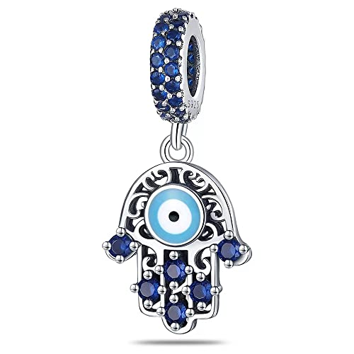 LONGLUCK Crystal Blue Evil Eye Bead Charm Glücksbringer passt Charms Armbänder für Frau 925 Sterling Silber Dangle Anhänger Bead, Mädchen Schmuck Perlen Geschenke für Frauen Armband & Halskette von LONGLUCK