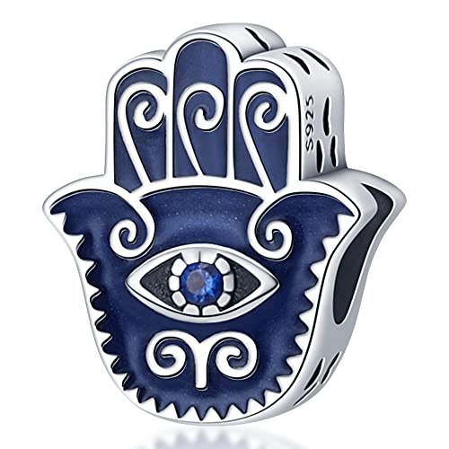 LONGLUCK Crystal Blue Evil Eye Bead Charm Glücksbringer passt Charms Armbänder für Frau 925 Sterling Silber Dangle Anhänger Bead, Mädchen Schmuck Perlen Geschenke für Frauen Armband & Halskette von LONGLUCK