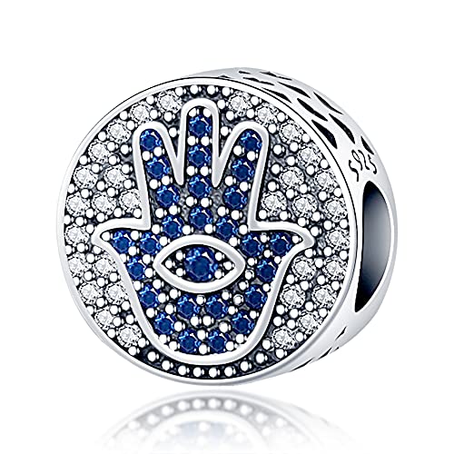 LONGLUCK Crystal Blue Evil Eye Bead Charm Glücksbringer passt Charms Armbänder für Frau 925 Sterling Silber Dangle Anhänger Bead, Mädchen Schmuck Perlen Geschenke für Frauen Armband & Halskette von LONGLUCK