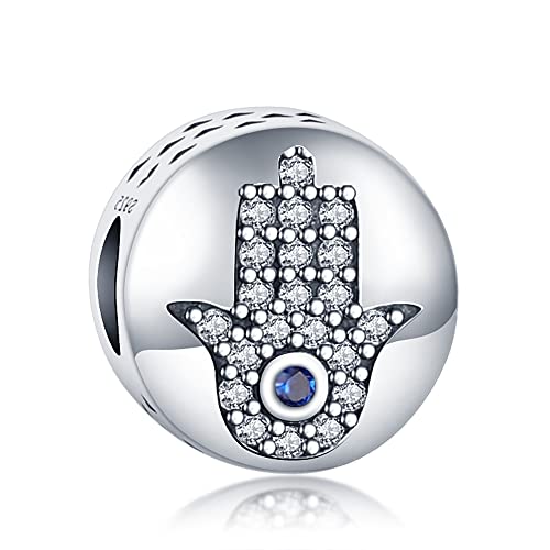 LONGLUCK Crystal Blue Evil Eye Bead Charm Glücksbringer passt Charms Armbänder für Frau 925 Sterling Silber Dangle Anhänger Bead, Mädchen Schmuck Perlen Geschenke für Frauen Armband & Halskette von LONGLUCK