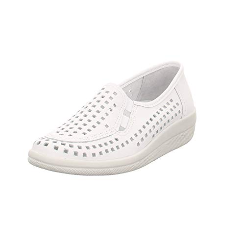 LONGO Damen 1006440 Weißer Glattleder Slipper Größe 36 EU Weiß (weiß) von LONGO