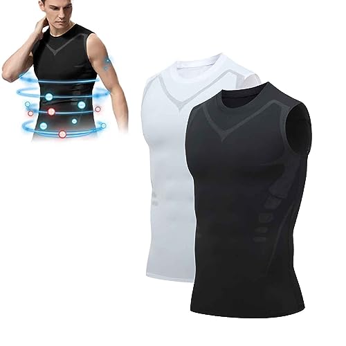 EXPECTSKY Ionic Shaping Vest,Komfortables und atmungsaktives Eis-Seiden-Gewebe,Für Männer zum Aufbau einer perfekten Figur (S,2PC) von LONGTO
