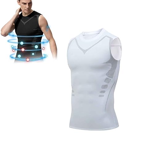 EXPECTSKY Ionic Shaping Vest,Komfortables und atmungsaktives Eis-Seiden-Gewebe,Für Männer zum Aufbau einer perfekten Figur (M,Weiß) von LONGTO