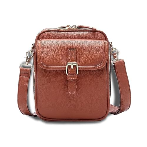 Broadcasth Crossbody Leather Bag, Collaboraten1 Crossbody Leather Bag, Urvashi Crossbody Leather Bags with Built in Wallet, Forcipower, Vintage Anti-Theft Shoulder Bags for Women (Brown) von LONGTO