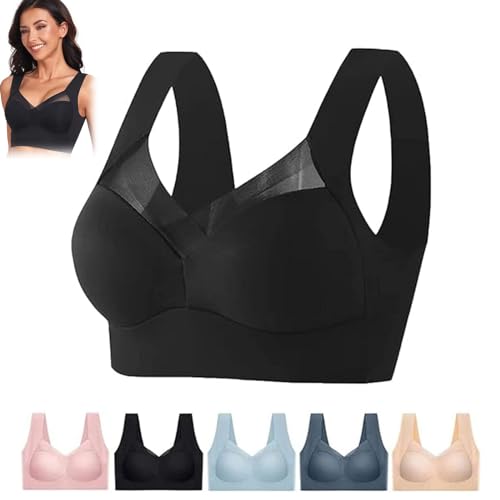 Keilani-BH, Hatmeo Haltungskorrigierender BH, Keilani Push-Up-Spitzen-BH, Libiyi-BH, Keilani bequemer Push-Up-BH, Athartle Lift-BH, kabelloser Push-Up-Komfort-Crossover-BH (XL,Black) von LONGTO