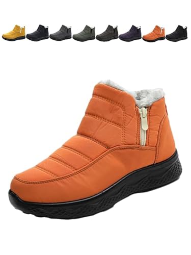LONGTO Dritnow Shoes Isolierte Schneestiefel für Damen, bequeme, rutschfeste Stiefeletten mit seitlichem Reißverschluss für den Winter im Freien, Winterschuhe mit Plüschfutter für Damen (B,40) von LONGTO