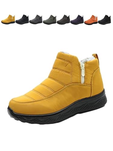 LONGTO Dritnow Shoes Isolierte Schneestiefel für Damen, bequeme, rutschfeste Stiefeletten mit seitlichem Reißverschluss für den Winter im Freien, Winterschuhe mit Plüschfutter für Damen (G,43) von LONGTO