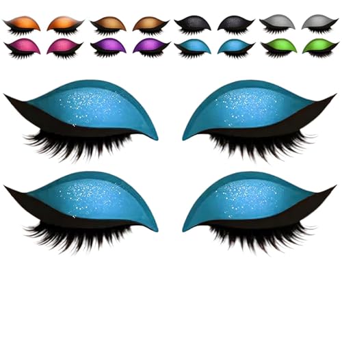 Reparaturen Lazy Lid Shadow Eyelash Patch, 2 Paare Lidschatten Wimpern Make-up-Aufkleber, 2-in-1 wiederverwendbare Lidschatten- und Wimpern Make-up-Aufkleber, falsche Wimpern & Schatten (Blue) von LONGTO
