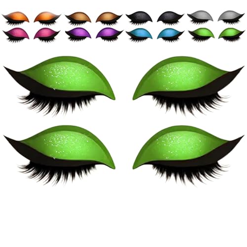 Reparaturen Lazy Lid Shadow Eyelash Patch, 2 Paare Lidschatten Wimpern Make-up-Aufkleber, 2-in-1 wiederverwendbare Lidschatten- und Wimpern Make-up-Aufkleber, falsche Wimpern & Schatten (Green) von LONGTO