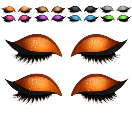 Reparaturen Lazy Lid Shadow Eyelash Patch, 2 Paare Lidschatten Wimpern Make-up-Aufkleber, 2-in-1 wiederverwendbare Lidschatten- und Wimpern Make-up-Aufkleber, falsche Wimpern & Schatten (Orange) von LONGTO