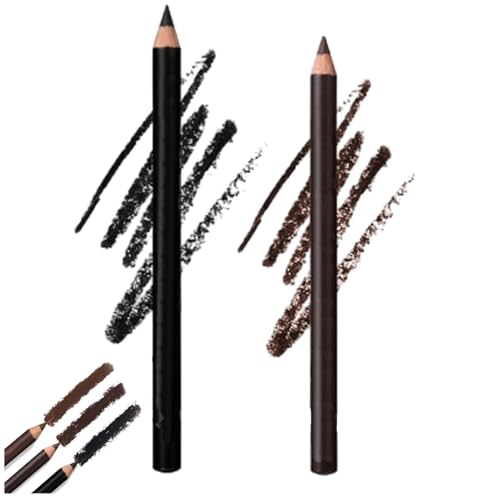 Slimdescent Eyeliner, Slimdescent Eye Liner, Systemous 24hr Waterproof Eyeliner Double Sharpenable Eye Pencil, 2 in 1 Eyeli-Ner and Eyebrow Pencil, Smooth and Easy to Color (#01+#02) von LONGTO