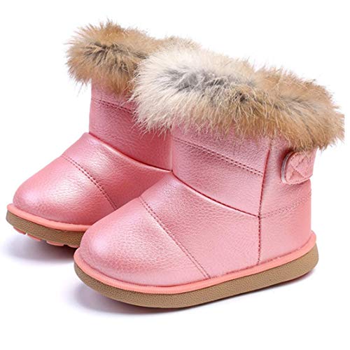 LONGWEI Baby Mädchen Schneestiefel Kinder Stiefel Warmes Futter Weiche Baby Boots(28 EU/Etikettengröße 29,Rosa) von LONGWEI