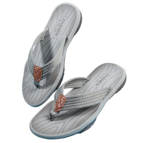 LONGWEI Herren Flip Flops Zehentrenner Badelatschen Arch Support Freizeit Beach Rutschfest Hausschuhe Pantoletten Sandalen von LONGWEI