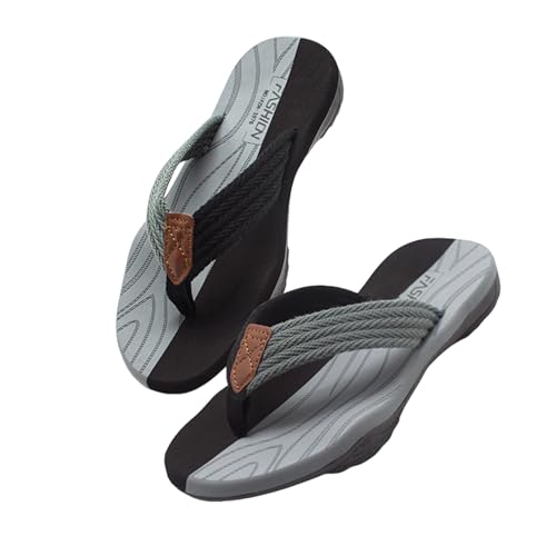 LONGWEI Herren Flip Flops Zehentrenner Badelatschen Arch Support Freizeit Beach Rutschfest Hausschuhe Pantoletten Sandalen von LONGWEI