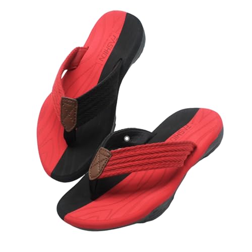 LONGWEI Herren Flip Flops Zehentrenner Badelatschen Arch Support Freizeit Beach Rutschfest Hausschuhe Pantoletten Sandalen von LONGWEI