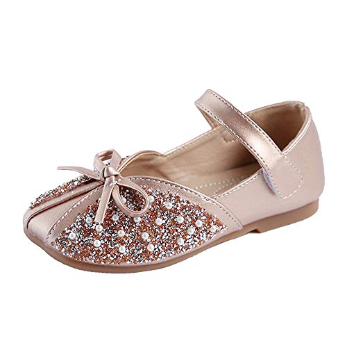 LONGWEI Mädchen Mary Jane Halbschuhe Prinzessin Paillette Ballerina Kinder Party Student Fläche Schuhe (35 EU/CN 36,Gold) von LONGWEI