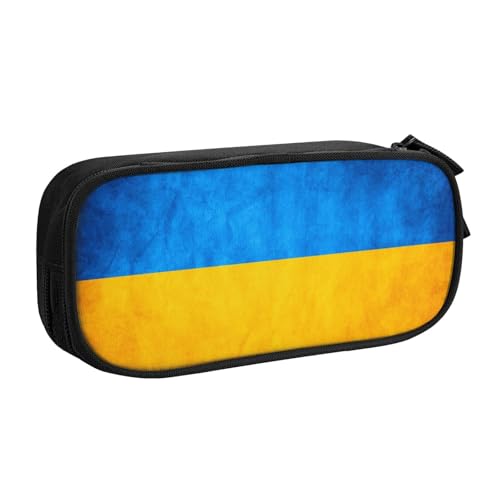 LONGZEHAO Federmäppchen mit großem Fassungsvermögen, ukrainische Flagge, doppellagiger Reißverschluss, Make-up-Tasche, Organizer von Longzehao