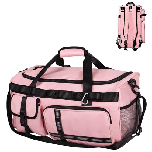 LONHCHI Sporttasche Damen Reisetasche Damen Herren Groß Sporttasche mit Schuhfach&Nassfach Damen Herren Gym Bag 65L Travel Bag Schwimmtasche Übernachtung Weekender für Reisen,Sport, Fitness (Rosa) von LONHCHI