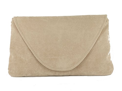 Attraktiv Große Kunst Wildleder Clutch Bag Umhängetasche/Shultertasche Hochzeit Partei Tasche In Nude beige von LONI