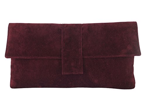 Fab großen Faux Wildleder Clutch Bag/Schultertasche In Burgund weinrot von LONI