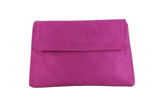 LONI Charmante Clutch aus Velourslederimitat, Hot Pink Fuchsia (Pink) - Charming Suede-Hot Pink von LONI