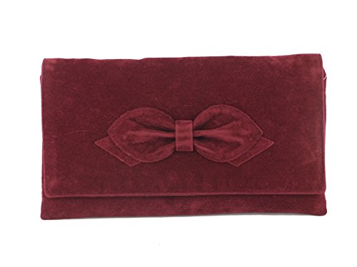 LONI Damen Clutch Abend Hochzeit Tasche in Kunst Wildleder in Bordeaux Rotwein von LONI