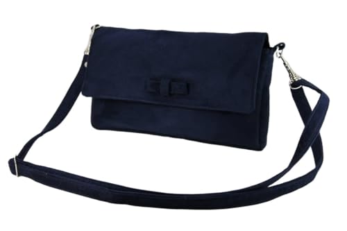 LONI Damen Clutch Abend Hochzeit Tasche in Kunst Wildleder in Marine Blau von LONI