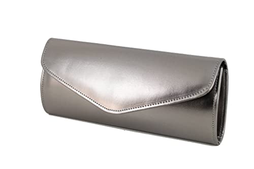 LONI Damen Clutch-Tasche Hochzeit Formal Abend Solide Klassische Stil Handtasche, zinnfarben, Medium von LONI