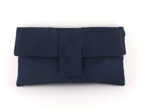 LONI Elegant Clutch/Schulter Tasche Kunst Wildleder M Marine Blau von LONI