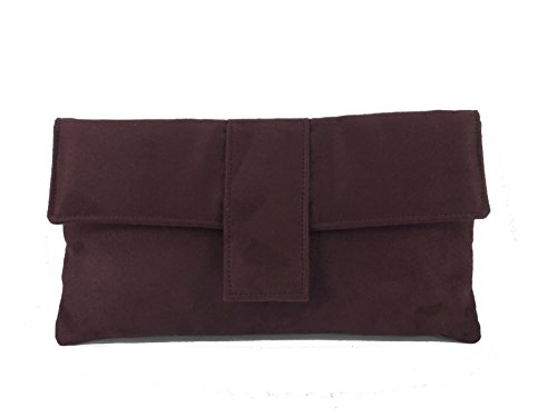LONI Elegant Clutch/Schulter Tasche Kunst Wildleder M Pflaumenmus Lila von LONI