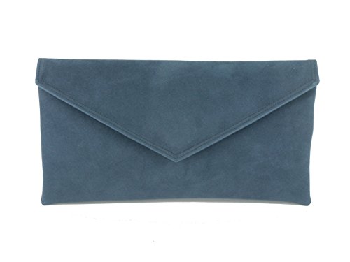 LONI Neat Umschlag Faux Wildleder Clutch Bag/Schultertasche in Denim von LONI