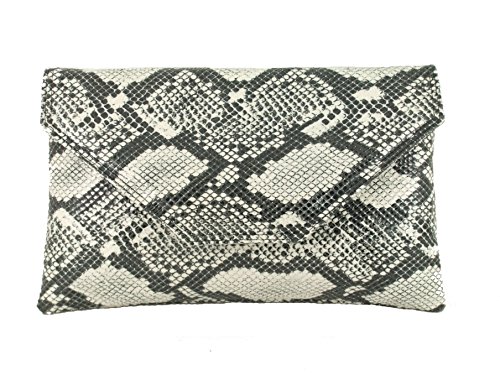 LONI Stilvolle Großen Umschlag Snake Clutch Bag/Schultertasche in Limoner Grüner von LONI