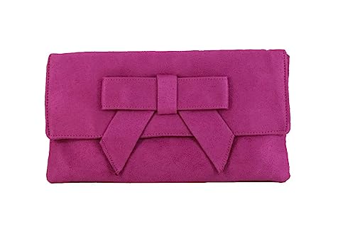 LONI Süße Clutch mit Schleife, Wildlederimitat, rose (Pink) - Cute Suede-Pink von LONI