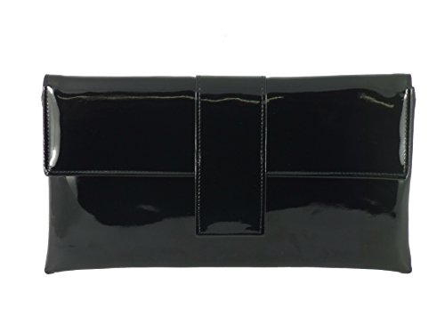 LONI elegante Faux Lackleder Clutch Schulter Anlass Hochzeit Partei Prom-Tasche in schwarz von LONI