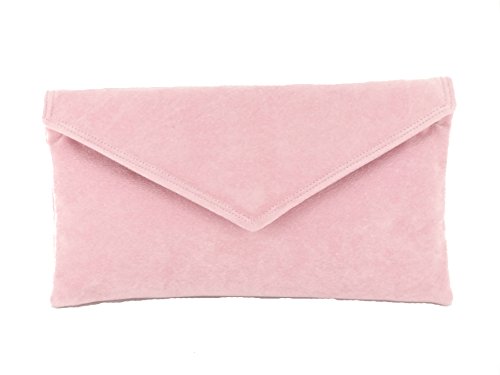 LONI Neat Umschlag Faux Wildleder Clutch Bag/Schultertasche In Candy Pink von LONI