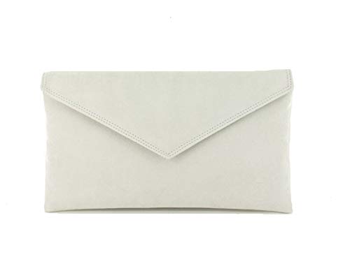 Loni Neat Umschlag Faux Wildleder Clutch Bag/Schultertasche In Sehr hellgrau von LONI