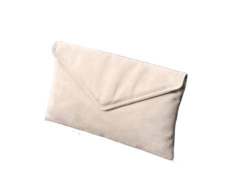 LONI Neat Umschlag Faux Wildleder Clutch Bag/Schultertasche in Elfenbein von LONI