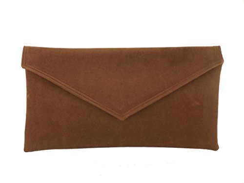 LONI Neat Umschlag Faux Wildleder Clutch Bag/Schultertasche in Kastanie von LONI