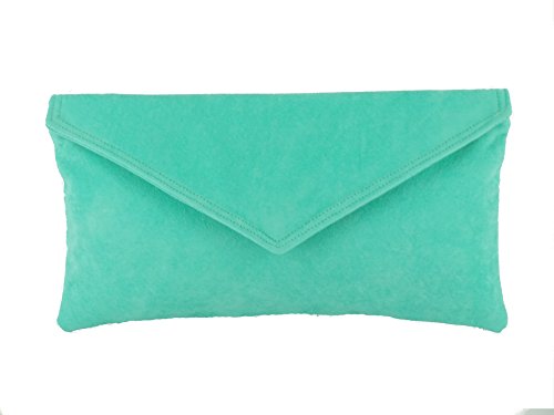 Loni Neat Umschlag Faux Wildleder Clutch Bag/Schultertasche in Mintgrün von LONI