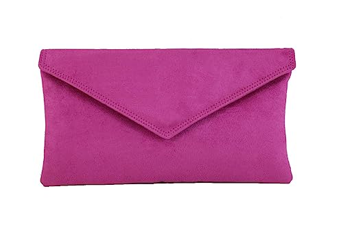 LONI Neat Umschlag Faux Wildleder Clutch Bag/Schultertasche in Rosen-Rosa von LONI