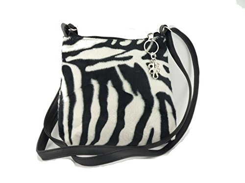 Loni Trendy Kreuz-Körper Animal print Umhängetasche in zebra von LONI