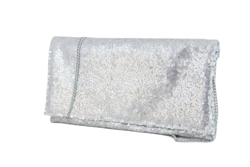 Loni glitzernden Pailletten Party Abend Clutch Umhängetasche in Silber von LONI