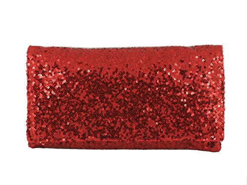 Loni glitzernden Pailletten Party Abend Clutch Umhängetasche in rot von LONI