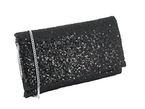 Loni glitzernden Pailletten Party Abend Clutch Umhängetasche in schwarz von LONI