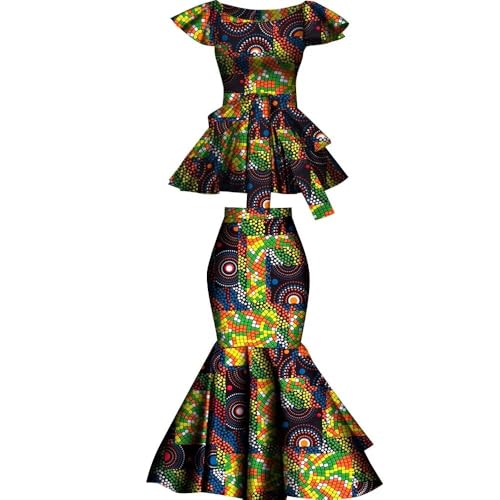 LONLISCO Damenkleid, afrikanischer Druck, 2-teilig, Tradition, Dashiki, Ankara, schönes Kleid für Party, Hochzeit, CL13, 3XL von LONLISCO